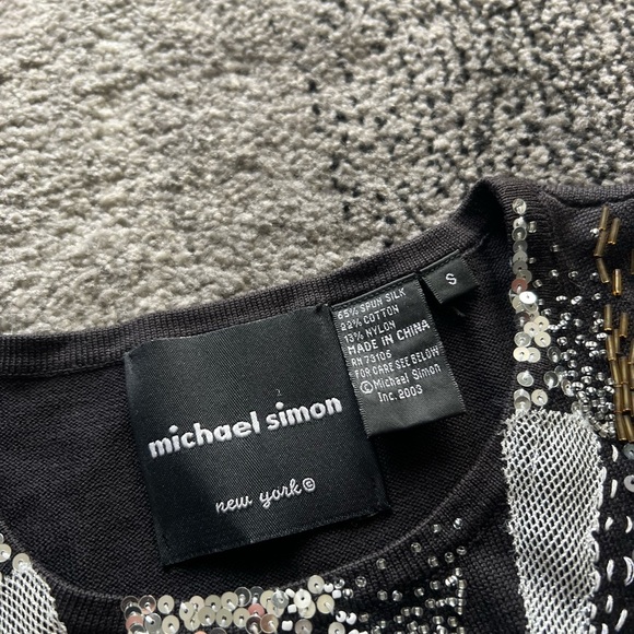 Michael Simon New York Vintage Silk Embellished Tank Top - Picture 2 of 5